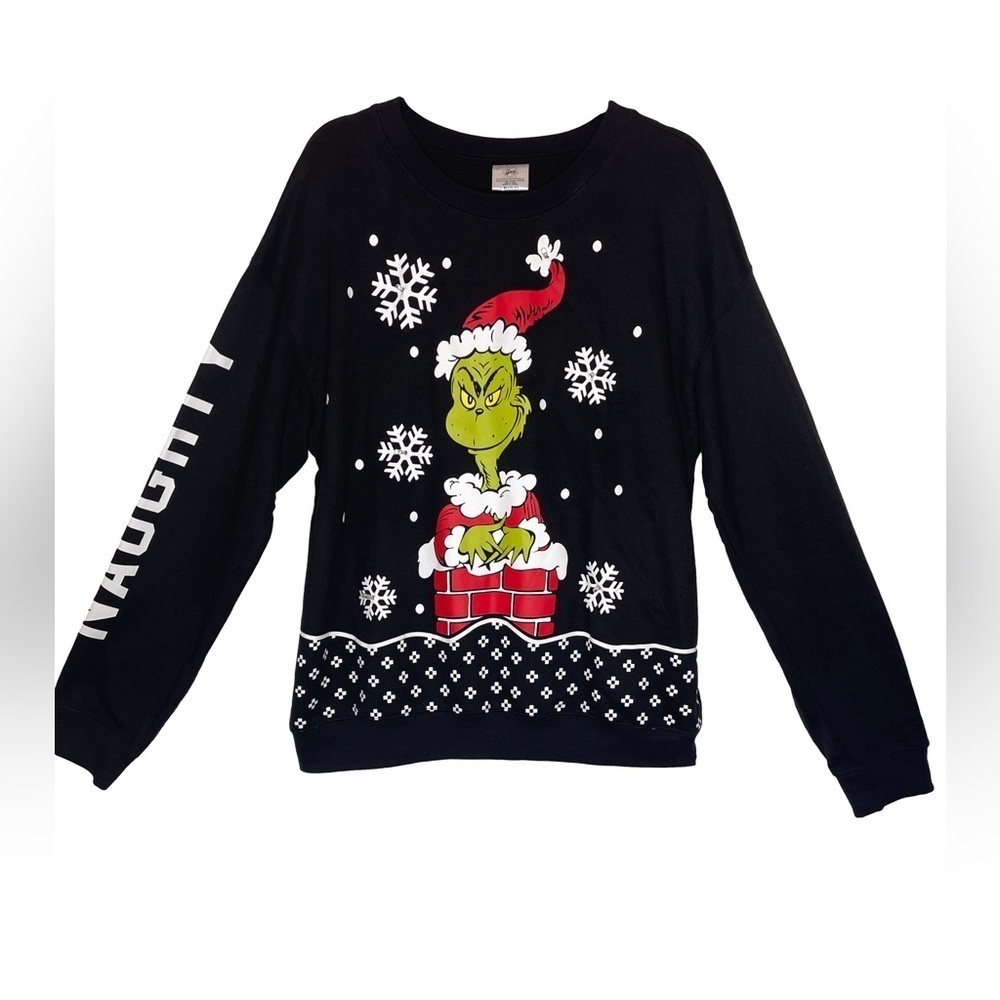 Dr. Seuss The Grinch Snowflake Chimney Naughty Light Up Christmas Sweater XL Jr